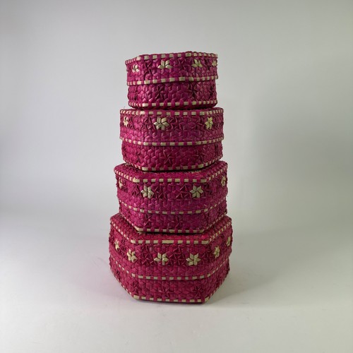 Pink woven nesting - woven, baskets