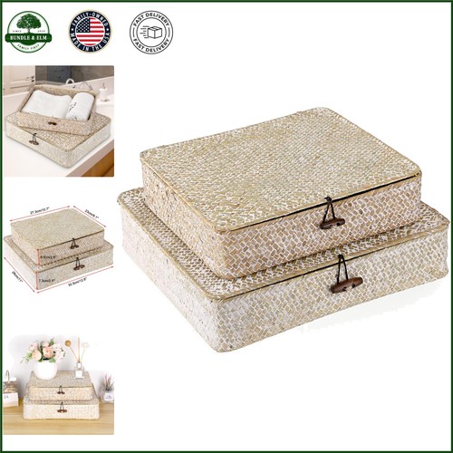 Set flat woven wicker - of,