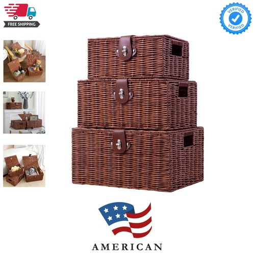 Set woven wicker storage - set, of