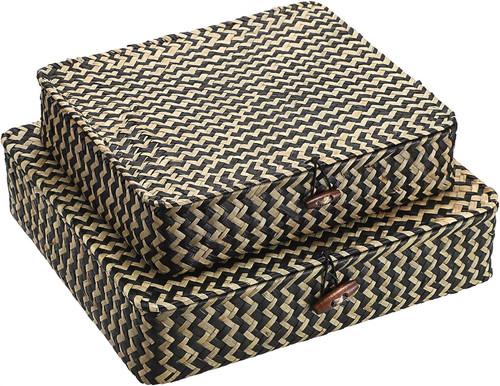Woven storage basket with - woven, lid