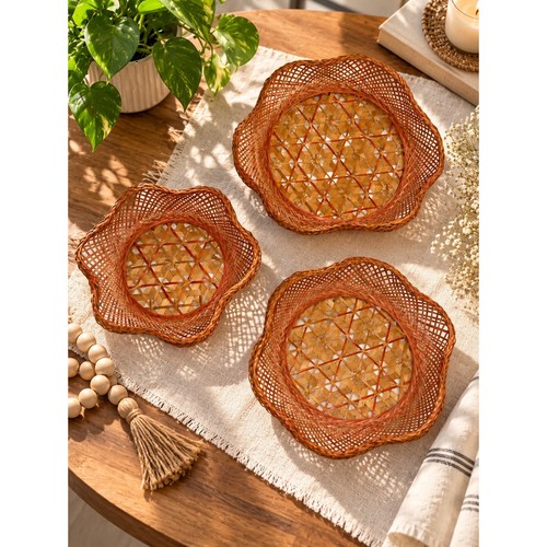 Set vintage woven wicker - of,