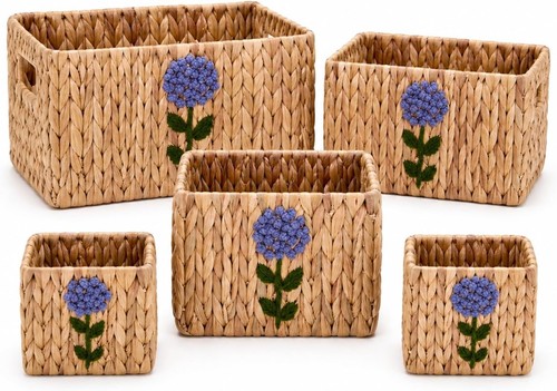 Wicker storage baskets 5pack - wicker,